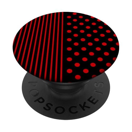 Gepunktet und gestreift, ästhetisch, adrett, niedlich, Boho, Rot / Schwarz PopSockets Klebender PopGrip Gepunktet und gestreift, ästhetisch, adrett, niedlich, Boho, Rot / Schwarz PopSockets Klebender PopGrip von Preppy Polka Girly Style