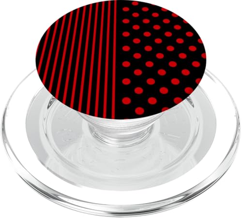 Gepunktet und gestreift, ästhetisch, adrett, niedlich, Boho, Rot / Schwarz PopSockets PopGrip für MagSafe Gepunktet und gestreift, ästhetisch, adrett, niedlich, Boho, Rot / Schwarz PopSockets PopGrip für MagSafe von Preppy Polka Girly Style
