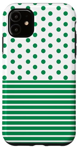 Grün-Weiß, gepunktet und gestreift, ästhetisch, adrett, niedlich, Boho Hülle für iPhone 11 Grün-Weiß, gepunktet und gestreift, ästhetisch, adrett, niedlich, Boho Hülle für iPhone 11 von Preppy Polka Girly Style