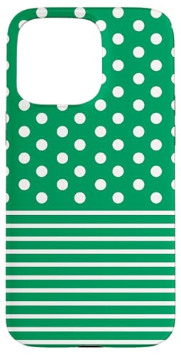Grün-Weiß, gepunktet und gestreift, ästhetisch, adrett, niedlich, Boho Hülle für iPhone 15 Pro Max von Preppy Polka Girly Style