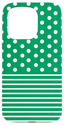 Grün-Weiß, gepunktet und gestreift, ästhetisch, adrett, niedlich, Boho Hülle für iPhone 15 Pro von Preppy Polka Girly Style