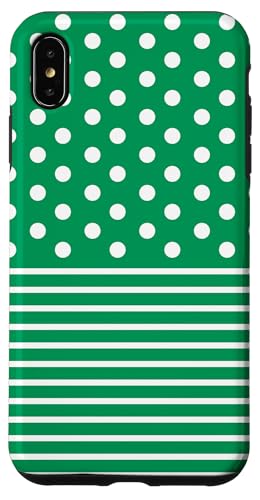 Grün-Weiß, gepunktet und gestreift, ästhetisch, adrett, niedlich, Boho Hülle für iPhone XS Max Grün-Weiß, gepunktet und gestreift, ästhetisch, adrett, niedlich, Boho Hülle für iPhone XS Max von Preppy Polka Girly Style