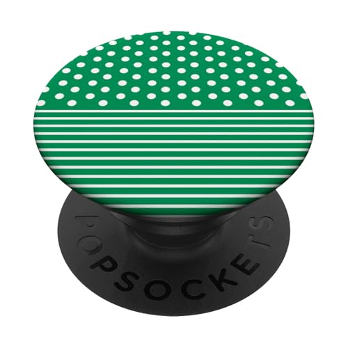 Grün-Weiß, gepunktet und gestreift, ästhetisch, adrett, niedlich, Boho PopSockets Klebender PopGrip Grün-Weiß, gepunktet und gestreift, ästhetisch, adrett, niedlich, Boho PopSockets Klebender PopGrip von Preppy Polka Girly Style