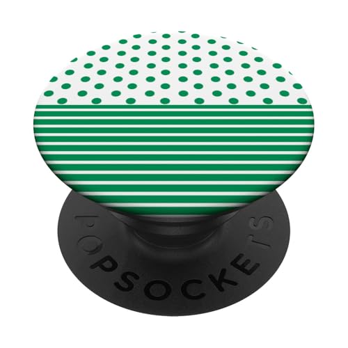 Grün-Weiß, gepunktet und gestreift, ästhetisch, adrett, niedlich, Boho PopSockets Klebender PopGrip Grün-Weiß, gepunktet und gestreift, ästhetisch, adrett, niedlich, Boho PopSockets Klebender PopGrip von Preppy Polka Girly Style