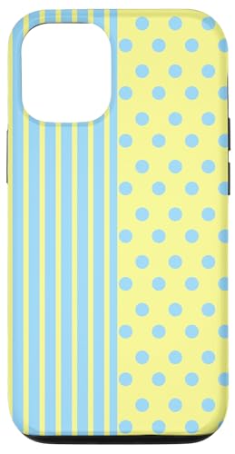 Hellblau, Gelb, gepunktet und gestreift, ästhetisch, adrett Hülle für iPhone 12/12 Pro Hellblau, Gelb, gepunktet und gestreift, ästhetisch, adrett Hülle für iPhone 12/12 Pro von Preppy Polka Girly Style