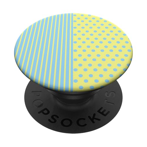 Hellblau, Gelb, gepunktet und gestreift, ästhetisch, adrett PopSockets Klebender PopGrip Hellblau, Gelb, gepunktet und gestreift, ästhetisch, adrett PopSockets Klebender PopGrip von Preppy Polka Girly Style