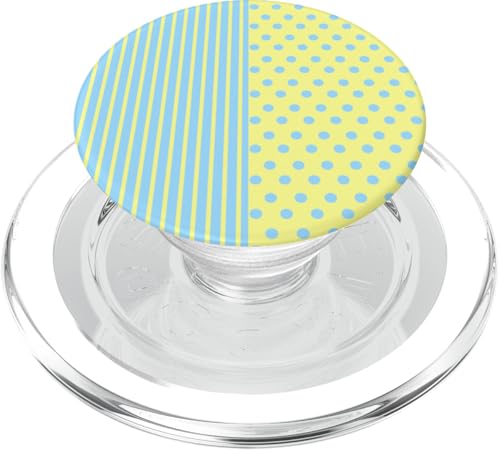 Hellblau, Gelb, gepunktet und gestreift, ästhetisch, adrett PopSockets PopGrip für MagSafe Hellblau, Gelb, gepunktet und gestreift, ästhetisch, adrett PopSockets PopGrip für MagSafe von Preppy Polka Girly Style