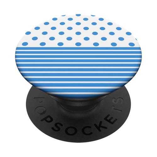 Hellblau Weiß gepunktet und gestreift, ästhetisch, adrett, niedlich PopSockets Klebender PopGrip Hellblau Weiß gepunktet und gestreift, ästhetisch, adrett, niedlich PopSockets Klebender PopGrip von Preppy Polka Girly Style