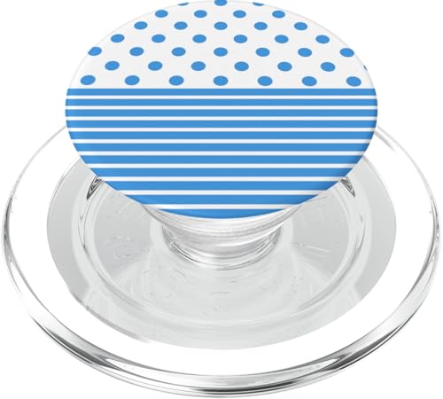 Hellblau Weiß gepunktet und gestreift, ästhetisch, adrett, niedlich PopSockets PopGrip für MagSafe Hellblau Weiß gepunktet und gestreift, ästhetisch, adrett, niedlich PopSockets PopGrip für MagSafe von Preppy Polka Girly Style
