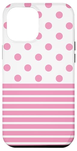 Hellrosa, weiß, gepunktet und gestreift, ästhetisch, adrett, niedlich Hülle für iPhone 12 Pro Max von Preppy Polka Girly Style