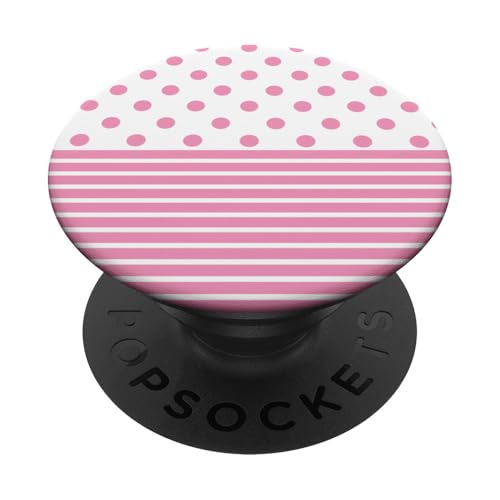 Hellrosa, weiß, gepunktet und gestreift, ästhetisch, adrett, niedlich PopSockets Klebender PopGrip Hellrosa, weiß, gepunktet und gestreift, ästhetisch, adrett, niedlich PopSockets Klebender PopGrip von Preppy Polka Girly Style