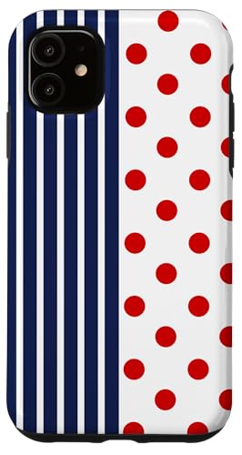 Marineblau Rot Polka Dot und Streifen Ästhetisch Adrett Niedlich Hülle für iPhone 11 Marineblau Rot Polka Dot und Streifen Ästhetisch Adrett Niedlich Hülle für iPhone 11 von Preppy Polka Girly Style