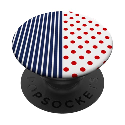 Marineblau Rot Polka Dot und Streifen Ästhetisch Adrett Niedlich PopSockets Klebender PopGrip Marineblau Rot Polka Dot und Streifen Ästhetisch Adrett Niedlich PopSockets Klebender PopGrip von Preppy Polka Girly Style