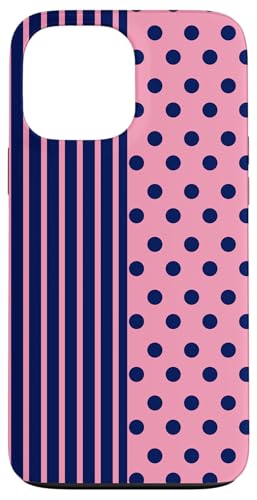 Marineblau-rosa gepunktet und gestreift, ästhetisch, adrett, niedlich Hülle für iPhone 13 Pro Max Marineblau-rosa gepunktet und gestreift, ästhetisch, adrett, niedlich Hülle für iPhone 13 Pro Max von Preppy Polka Girly Style