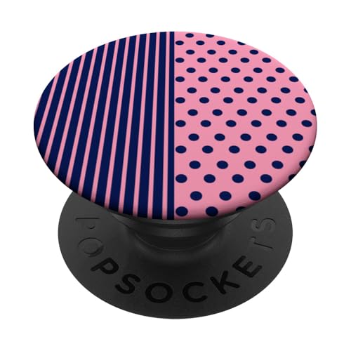 Marineblau-rosa gepunktet und gestreift, ästhetisch, adrett, niedlich PopSockets Klebender PopGrip Marineblau-rosa gepunktet und gestreift, ästhetisch, adrett, niedlich PopSockets Klebender PopGrip von Preppy Polka Girly Style