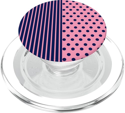 Marineblau-rosa gepunktet und gestreift, ästhetisch, adrett, niedlich PopSockets PopGrip für MagSafe Marineblau-rosa gepunktet und gestreift, ästhetisch, adrett, niedlich PopSockets PopGrip für MagSafe von Preppy Polka Girly Style