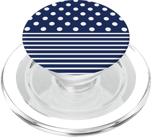 Marineblau-weiße Tupfen und gestreifte ästhetische adrette niedliche PopSockets PopGrip für MagSafe Marineblau-weiße Tupfen und gestreifte ästhetische adrette niedliche PopSockets PopGrip für MagSafe von Preppy Polka Girly Style