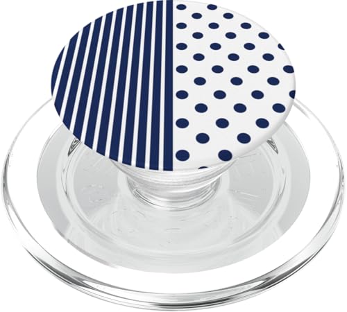Marineblau-weiße Tupfen und gestreifte ästhetische adrette niedliche PopSockets PopGrip für MagSafe von Preppy Polka Girly Style