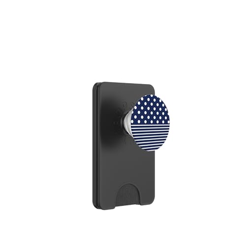Marineblau-weiße Tupfen und gestreifte ästhetische adrette niedliche PopSockets PopWallet für MagSafe Marineblau-weiße Tupfen und gestreifte ästhetische adrette niedliche PopSockets PopWallet für MagSafe von Preppy Polka Girly Style