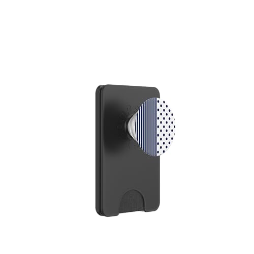 Marineblau-weiße Tupfen und gestreifte ästhetische adrette niedliche PopSockets PopWallet für MagSafe Marineblau-weiße Tupfen und gestreifte ästhetische adrette niedliche PopSockets PopWallet für MagSafe von Preppy Polka Girly Style