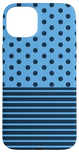 Marineblaues, gepunktetes und gestreiftes ästhetisches adrettes niedliches Boho Hülle für iPhone 15 Plus Marineblaues, gepunktetes und gestreiftes ästhetisches adrettes niedliches Boho Hülle für iPhone 15 Plus von Preppy Polka Girly Style