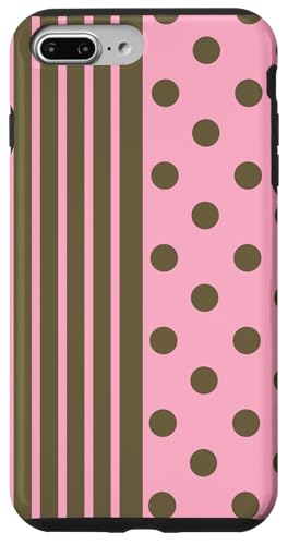 Olivgrün, Rosa, gepunktet und gestreift, ästhetisch, adrett, niedlich Hülle für iPhone 7 Plus/8 Plus von Preppy Polka Girly Style