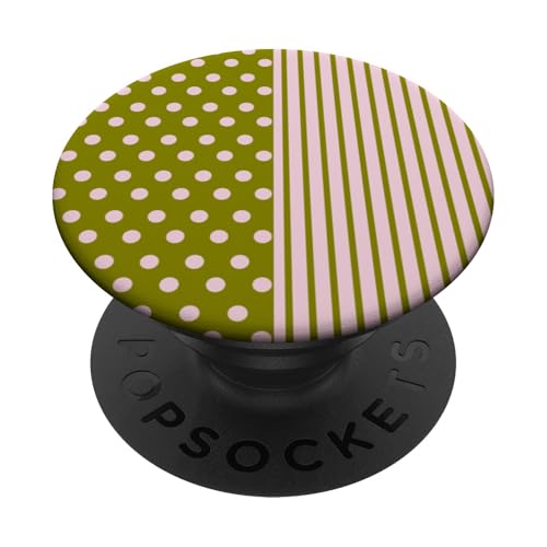 Olivgrün, Rosa, gepunktet und gestreift, ästhetisch, adrett, niedlich PopSockets Klebender PopGrip Olivgrün, Rosa, gepunktet und gestreift, ästhetisch, adrett, niedlich PopSockets Klebender PopGrip von Preppy Polka Girly Style