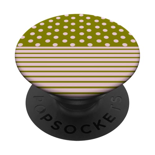 Olivgrün, Rosa, gepunktet und gestreift, ästhetisch, adrett, niedlich PopSockets Klebender PopGrip Olivgrün, Rosa, gepunktet und gestreift, ästhetisch, adrett, niedlich PopSockets Klebender PopGrip von Preppy Polka Girly Style