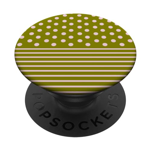 Olivgrün, Rosa, gepunktet und gestreift, ästhetisch, adrett, niedlich PopSockets Klebender PopGrip Olivgrün, Rosa, gepunktet und gestreift, ästhetisch, adrett, niedlich PopSockets Klebender PopGrip von Preppy Polka Girly Style