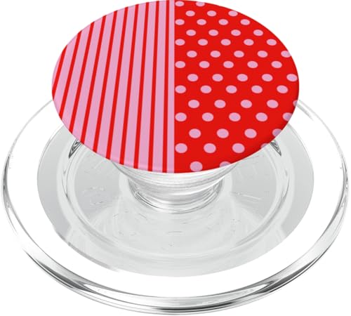 Rosa / Rot gepunktet und gestreift, ästhetisch, adrett, niedliche Streifen PopSockets PopGrip für MagSafe Rosa / Rot gepunktet und gestreift, ästhetisch, adrett, niedliche Streifen PopSockets PopGrip für MagSafe von Preppy Polka Girly Style