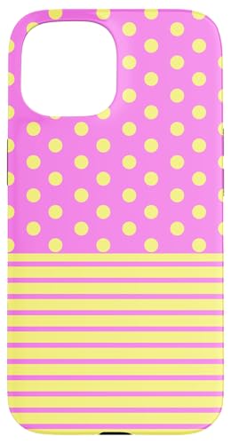 Rosa Gelb gepunktet und gestreift, ästhetisch, adrett, niedlich, Boho Hülle für iPhone 15 Rosa Gelb gepunktet und gestreift, ästhetisch, adrett, niedlich, Boho Hülle für iPhone 15 von Preppy Polka Girly Style