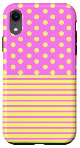 Rosa Gelb gepunktet und gestreift, ästhetisch, adrett, niedlich, Boho Hülle für iPhone XR Rosa Gelb gepunktet und gestreift, ästhetisch, adrett, niedlich, Boho Hülle für iPhone XR von Preppy Polka Girly Style