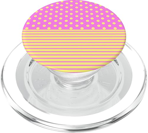 Rosa Gelb gepunktet und gestreift, ästhetisch, adrett, niedlich, Boho PopSockets PopGrip für MagSafe Rosa Gelb gepunktet und gestreift, ästhetisch, adrett, niedlich, Boho PopSockets PopGrip für MagSafe von Preppy Polka Girly Style