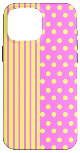 Rosa Gelb gepunktet und gestreift, ästhetisch, adrett, niedlich Hülle für iPhone 16 Pro Max Rosa Gelb gepunktet und gestreift, ästhetisch, adrett, niedlich Hülle für iPhone 16 Pro Max von Preppy Polka Girly Style