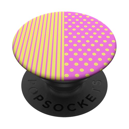 Rosa Gelb gepunktet und gestreift, ästhetisch, adrett, niedlich PopSockets Klebender PopGrip Rosa Gelb gepunktet und gestreift, ästhetisch, adrett, niedlich PopSockets Klebender PopGrip von Preppy Polka Girly Style