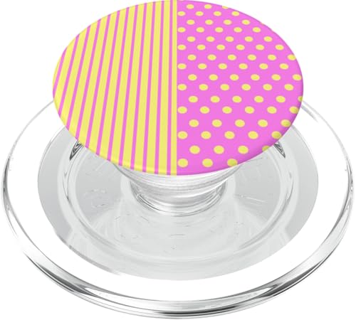 Rosa Gelb gepunktet und gestreift, ästhetisch, adrett, niedlich PopSockets PopGrip für MagSafe Rosa Gelb gepunktet und gestreift, ästhetisch, adrett, niedlich PopSockets PopGrip für MagSafe von Preppy Polka Girly Style