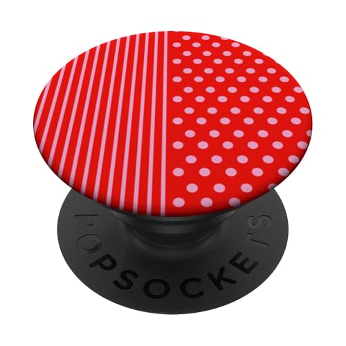 Rosa Rot gepunktet und gestreift, ästhetisch, adrett, niedlich, Boho PopSockets Klebender PopGrip Rosa Rot gepunktet und gestreift, ästhetisch, adrett, niedlich, Boho PopSockets Klebender PopGrip von Preppy Polka Girly Style