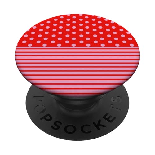 Rosa Rot gepunktet und gestreift, ästhetisch, adrett, niedlich, Boho PopSockets Klebender PopGrip Rosa Rot gepunktet und gestreift, ästhetisch, adrett, niedlich, Boho PopSockets Klebender PopGrip von Preppy Polka Girly Style