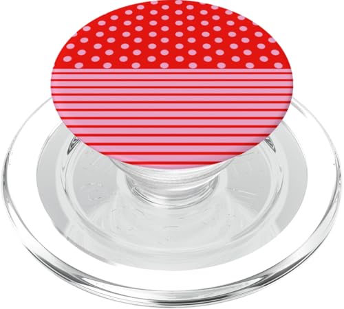 Rosa Rot gepunktet und gestreift, ästhetisch, adrett, niedlich, Boho PopSockets PopGrip für MagSafe Rosa Rot gepunktet und gestreift, ästhetisch, adrett, niedlich, Boho PopSockets PopGrip für MagSafe von Preppy Polka Girly Style