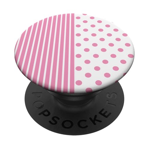 Rosa Weiß gepunktet und gestreift, ästhetisch, adrett, niedlich, Boho PopSockets Klebender PopGrip Rosa Weiß gepunktet und gestreift, ästhetisch, adrett, niedlich, Boho PopSockets Klebender PopGrip von Preppy Polka Girly Style