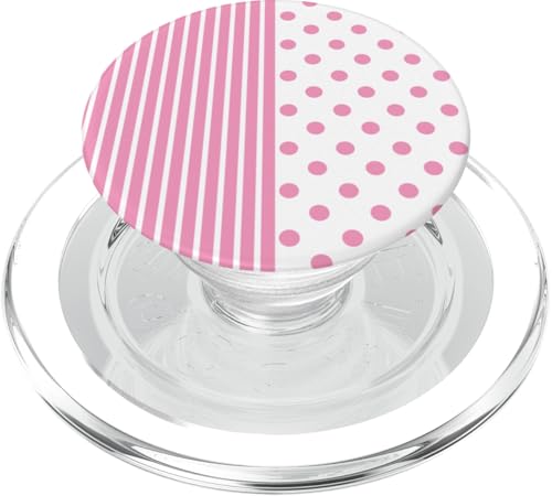 Rosa Weiß gepunktet und gestreift, ästhetisch, adrett, niedlich, Boho PopSockets PopGrip für MagSafe Rosa Weiß gepunktet und gestreift, ästhetisch, adrett, niedlich, Boho PopSockets PopGrip für MagSafe von Preppy Polka Girly Style