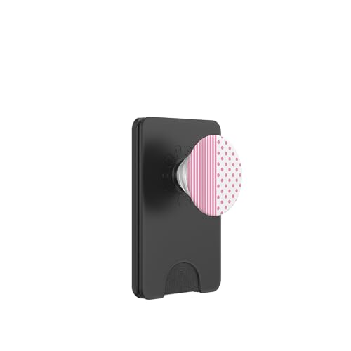 Rosa Weiß gepunktet und gestreift, ästhetisch, adrett, niedlich, Boho PopSockets PopWallet für MagSafe Rosa Weiß gepunktet und gestreift, ästhetisch, adrett, niedlich, Boho PopSockets PopWallet für MagSafe von Preppy Polka Girly Style