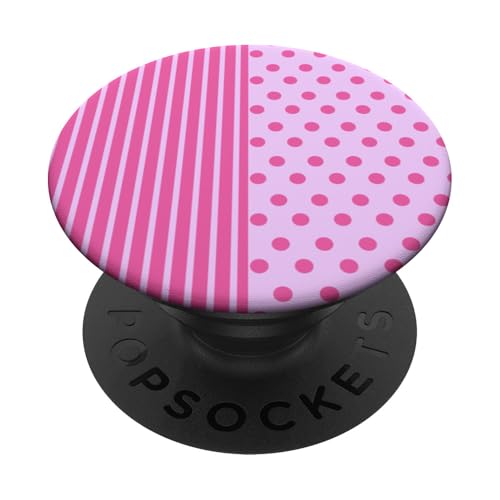 Rosa gepunktet und gestreift, ästhetisch, adrett, niedliche Streifen PopSockets Klebender PopGrip Rosa gepunktet und gestreift, ästhetisch, adrett, niedliche Streifen PopSockets Klebender PopGrip von Preppy Polka Girly Style
