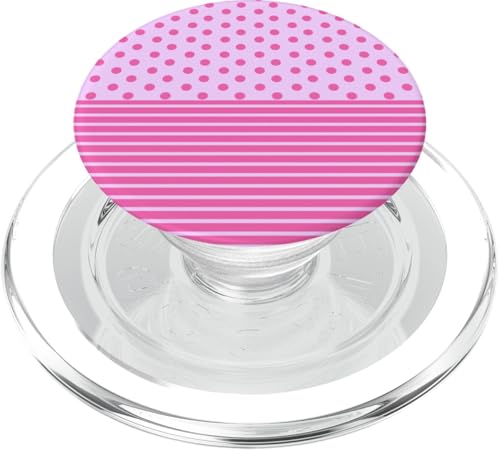 Rosa gepunktet und gestreift, ästhetisch, adrett, niedliche Streifen PopSockets PopGrip für MagSafe Rosa gepunktet und gestreift, ästhetisch, adrett, niedliche Streifen PopSockets PopGrip für MagSafe von Preppy Polka Girly Style