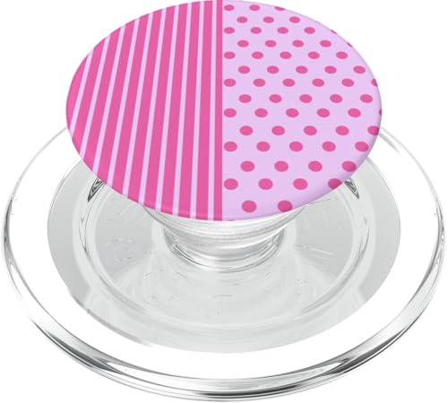 Rosa gepunktet und gestreift, ästhetisch, adrett, niedliche Streifen PopSockets PopGrip für MagSafe Rosa gepunktet und gestreift, ästhetisch, adrett, niedliche Streifen PopSockets PopGrip für MagSafe von Preppy Polka Girly Style