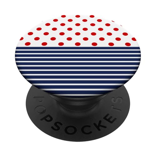 Rot, Marineblau, Weiß, gepunktet und gestreift, ästhetisch, adrett PopSockets Klebender PopGrip Rot, Marineblau, Weiß, gepunktet und gestreift, ästhetisch, adrett PopSockets Klebender PopGrip von Preppy Polka Girly Style