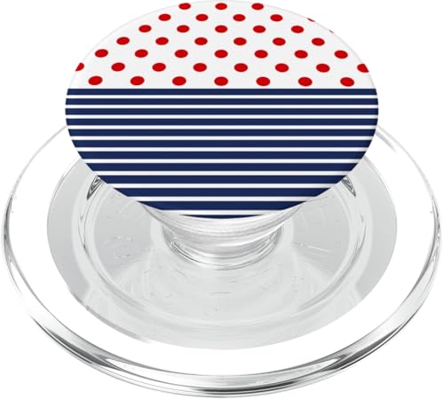 Rot, Marineblau, Weiß, gepunktet und gestreift, ästhetisch, adrett PopSockets PopGrip für MagSafe Rot, Marineblau, Weiß, gepunktet und gestreift, ästhetisch, adrett PopSockets PopGrip für MagSafe von Preppy Polka Girly Style