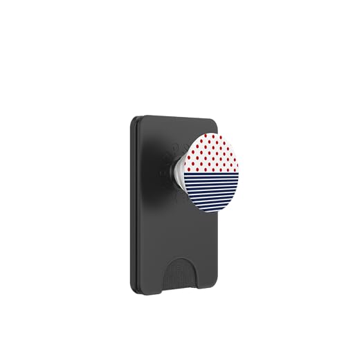 Rot, Marineblau, Weiß, gepunktet und gestreift, ästhetisch, adrett PopSockets PopWallet für MagSafe Rot, Marineblau, Weiß, gepunktet und gestreift, ästhetisch, adrett PopSockets PopWallet für MagSafe von Preppy Polka Girly Style