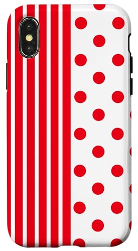 Rot Weiß gepunktet und gestreift, ästhetisch, adrett, niedlich, Boho Hülle für iPhone X/XS Rot Weiß gepunktet und gestreift, ästhetisch, adrett, niedlich, Boho Hülle für iPhone X/XS von Preppy Polka Girly Style