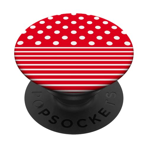 Rot Weiß gepunktet und gestreift, ästhetisch, adrett, niedlich, Boho PopSockets Klebender PopGrip Rot Weiß gepunktet und gestreift, ästhetisch, adrett, niedlich, Boho PopSockets Klebender PopGrip von Preppy Polka Girly Style